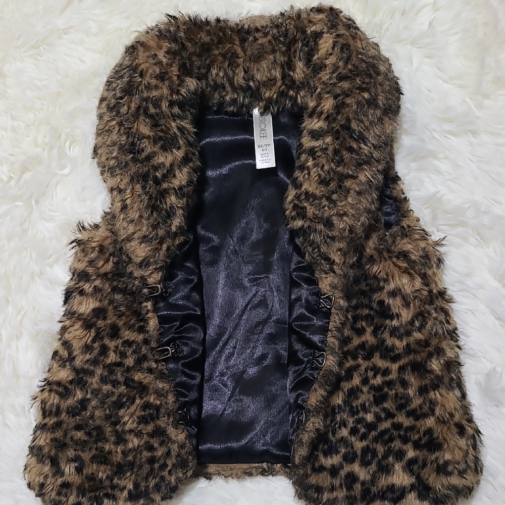 CHEROKEE‎ Girls Faux Fur Animal Print Vest - Size XS 4/5 - Picture 4 of 10